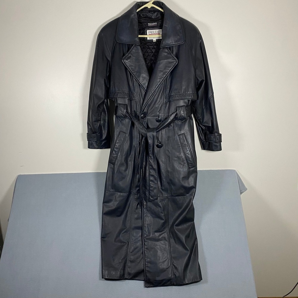 Pelle Studio Wilsons Leather Mens Black Thinsulate Trench Coat Duster Jacket M